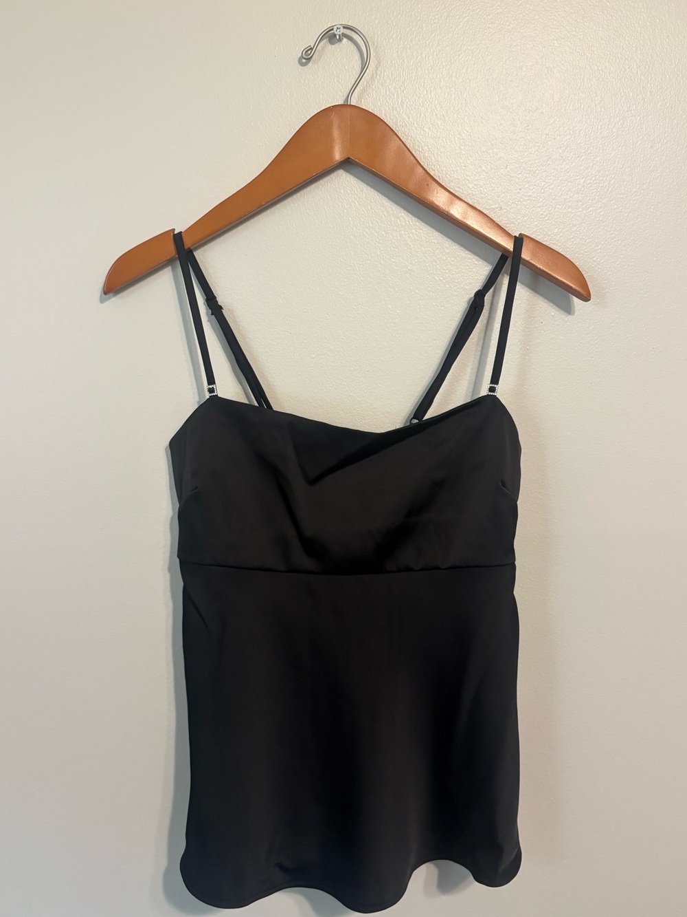 Black Satin Cowl Neck Slip Top